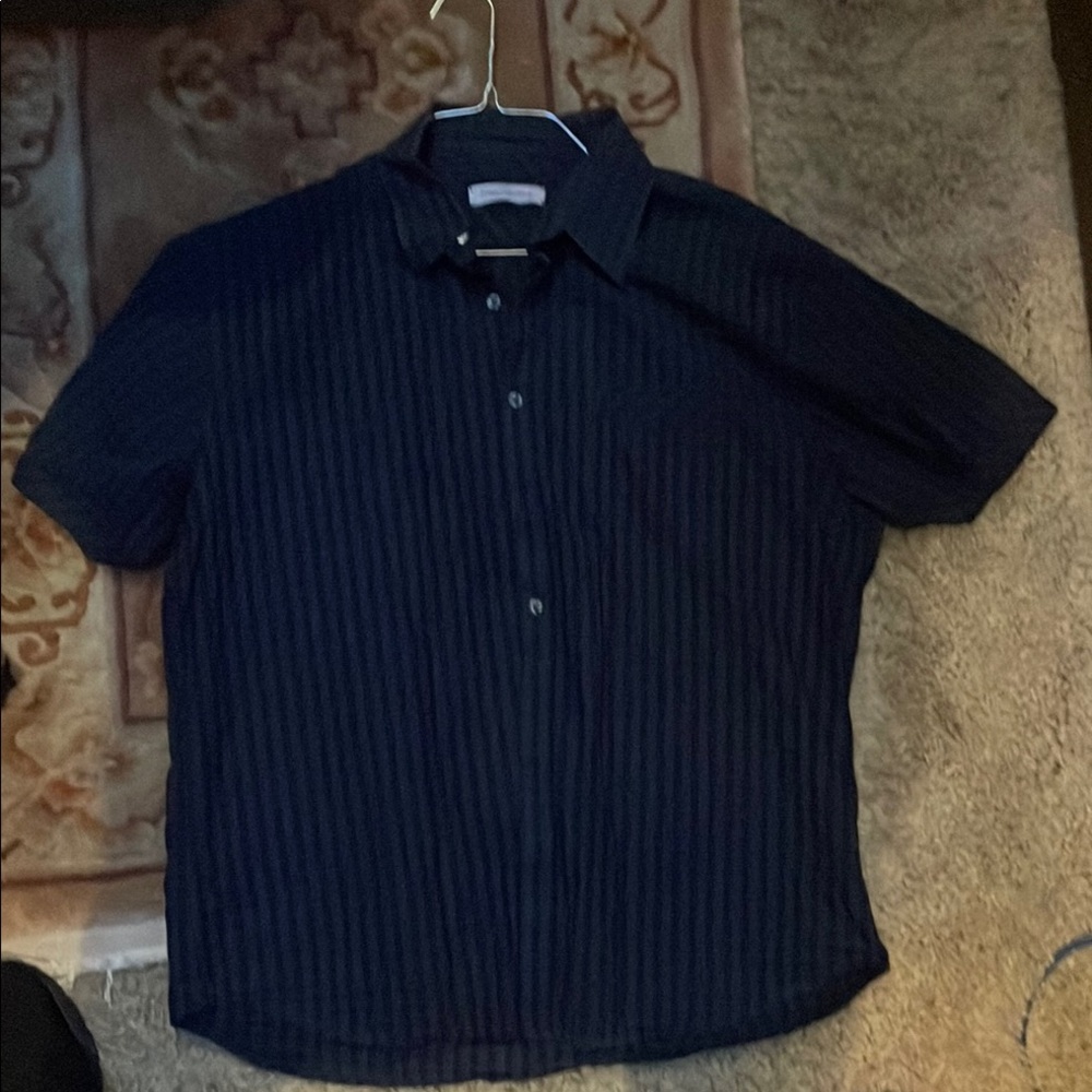 James Campbell Men's Dark Striped Button Down Shirt